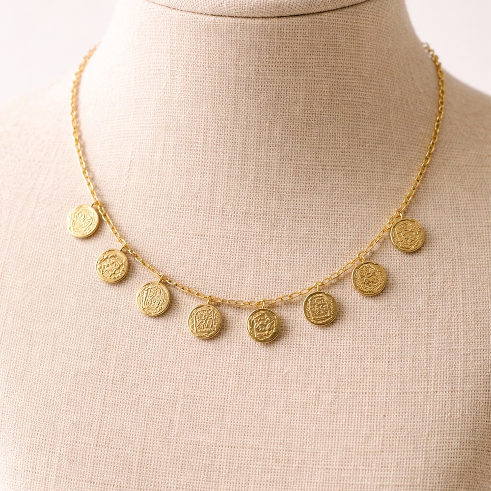 Gold Coin Necklace Adjustable Chain Boho Layering Dainty Charm Necklace